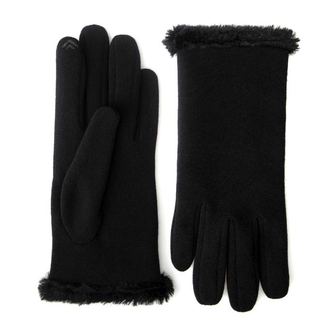 Isotoner® Ladies Thermal SmarTouch Glove With Fur Cuff Black Extra Image 2